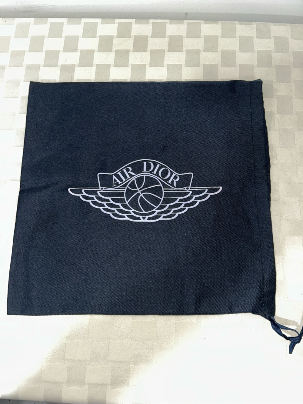 Dior Black Drawstring Dust Bag with Air Dior Logo